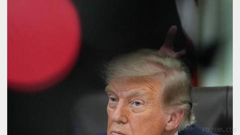 Donald Trump, President of the United States, talks with reporters about the Islamic Republic and its recent missile attack