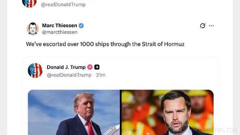 Donald Trump, in a post on social media, says escorting U.S. forces are accompanying ships as they pass through the Strait of Hormuz