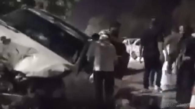 Videos shared on social media show a car hitting a gathering of supporters in Mashhad
