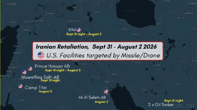 Areas targeted by the Islamic Revolutionary Guard Corps after the U.S. attack.