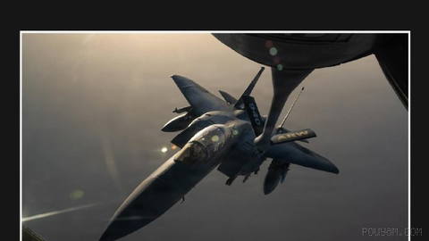 U.S. Central Command, CENTCOM, published an image of an F-15 fighter aircraft of the U.S. Air Force refueling in the air.