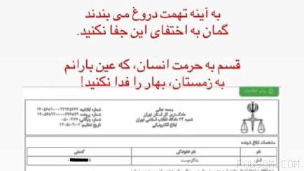 Nargas Shakerdoust was summoned to court for an anti-regime post in Dey!