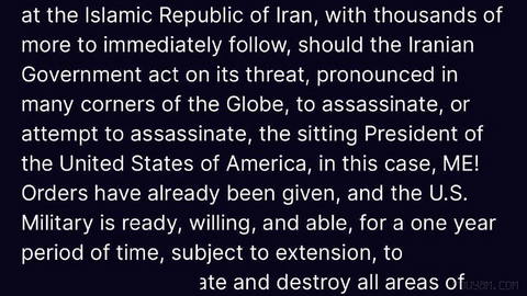 👈 Trump: 1,000 missiles are on target toward Iran, and if the Iranian government carries out its threat to assassinate the sitting U.S. president — which, in this case, is me — they will be launched
