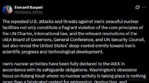 Ismail Baghaei, Spokesperson of the Ministry of Foreign Affairs: