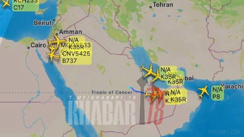 Five American tanker aircraft and one P-8 aircraft belonging to the U.S. Navy are currently present near the coasts of Iran…