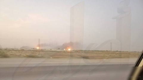 Unconfirmed reports of an attack on the Abqaiq ARAMCO refinery; smoke and fire observed