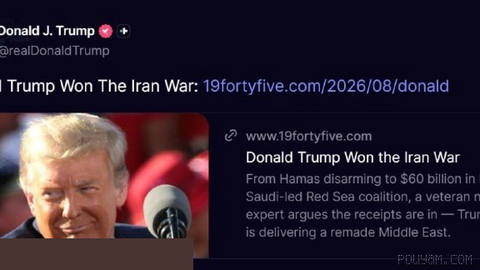 Trump, Truth Social’da “Donald Trump İran’da savaşı kazandı” başlıklı bir yazıyı yeniden paylaştı.