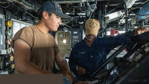 U.S. Navy sailors are on watch on the bridge of the USS Ross (DDG-71) destroyer. Ross is one of more than…