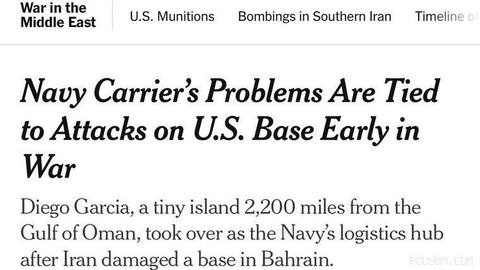 The New York Times: Supply problems aboard the U.S. aircraft carrier are a result of Iran’s attacks