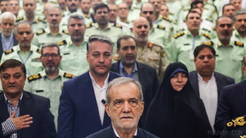 Massoud Pezeshkian, head of the government of the Islamic Republic, at the inauguration ceremony of the first police high school