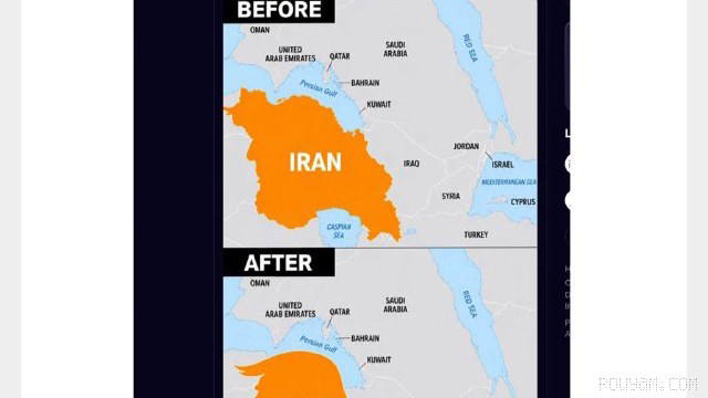 President Trump posted an image on social media in which Iran’s map appears