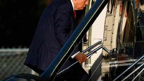 Donald Trump, the U.S. president, returns to the White House after leaving Camp David early