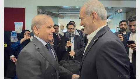 شهباز شریف، نخست‌وزیر پاکستان، پس از دیدار با مسعود پزشکیان، رئیس‌جمهوری