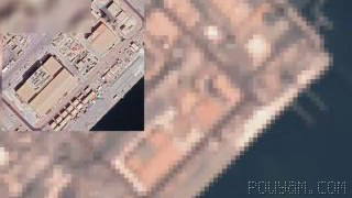 Satellite images of a missile strike hitting the U.S. Navy’s headquarters warehouse in Bahrain