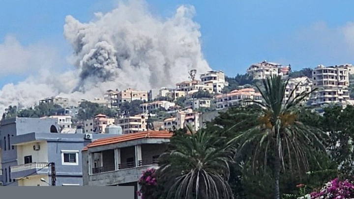 Israeli fighter response to Hezbollah in Al-Mansouri village in the southwest of Lebanon