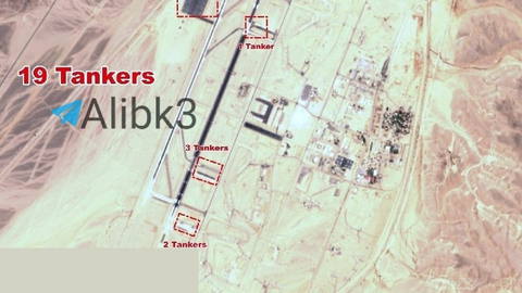تصاویر ماهواره‌ای حداقل ۲۲ هواپیمای سوخت‌رسان آمریکایی را در فرودگاه رامون و حدود ۱۹ هواپیمای دیگر را در پایگاه هوایی عو…
