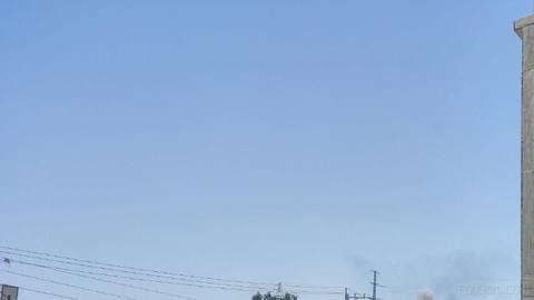 An image from the site where missiles hit Bushehr.