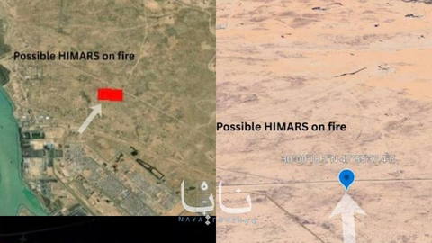 Fire at the launch pad for HIMARS missile platforms, likely after last night’s attacks using suicide drones on the Kuwait and Iraq border,…