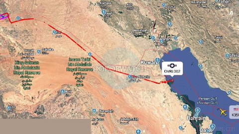 כטב"ם MQ-4C של חיל הים האמריקני לאחר שעבר מעל סעודיה, הגיע כעת למפרץ הפרסים לאחר שעבר מבסיס חיל האוויר הנס חוסיין בירדן…