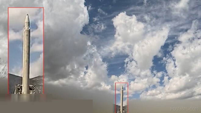 Images of the Jihad ballistic missile that was fired during one of the waves of Operation Nasr-2