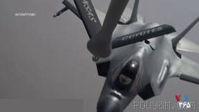 U.S. Central Command, CENTCOM, announces in a video that stealth F-35 jets from the U.S. Air Force refueled in the air...