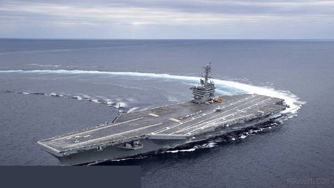Aircraft carrier ships can carry out rapid evasive maneuvers when facing incoming threats such as missiles, drones, or artillery fire…