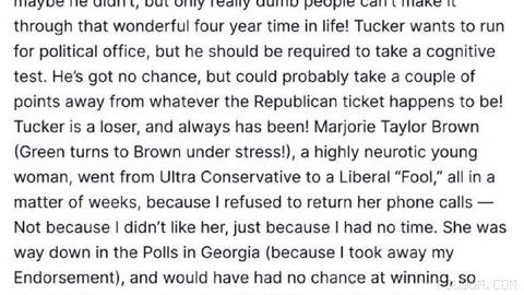 Trump’s response to disagreements with Tucker Carlson, Marjorie Taylor Greene, and Thomas Massie