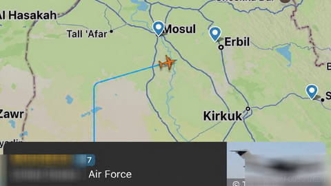 Immediate monitoring of a U.S. military flight toward northern Iraq