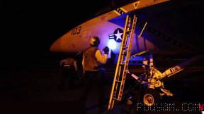 The U.S. carried out a nighttime flight operation over the aircraft carrier USS George H.W. Bush;