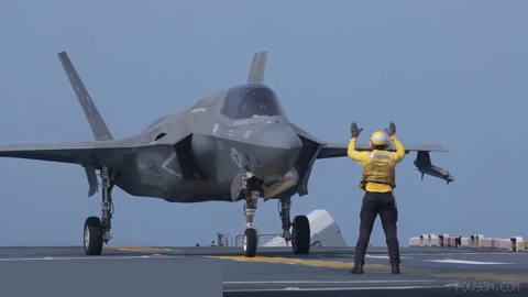 U.S. Navy sailors prepare U.S. Marine Corps’ stealth F-35B fighter jets for takeoff from USS Boxer as it transits the Arabian Sea…