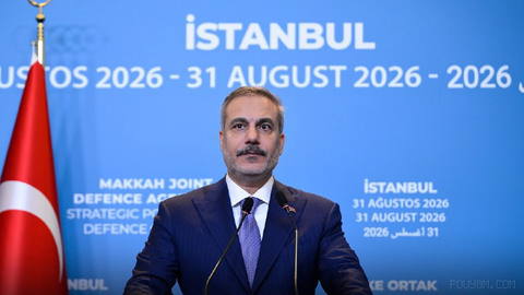 Turkish Foreign Minister Hakan Fidan speaks at press conference after