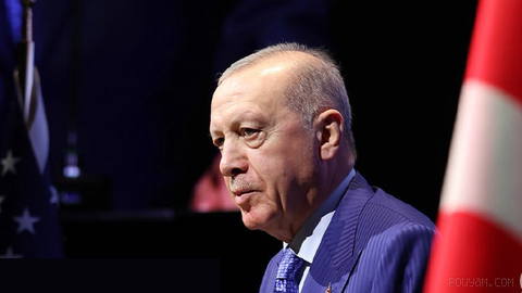 Turkish President Recep Tayyip Erdogan addresses journalists at Turkish