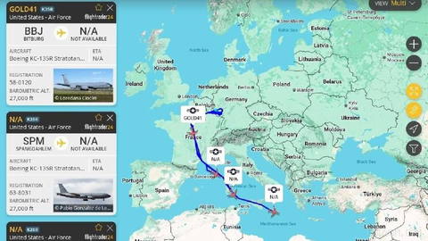 جنگنده‌های اضافی F-16 آمریکا در حال اعزام به منطقه هستند و هواپیماهای سوخت‌رسان KC-135 با شناسه‌های GOLD11، GOLD21، GOLD…