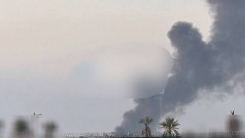 A column of smoke reported near Erbil Airport