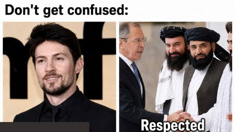 ❌ Pavel Durov, the owner of Telegram, mocks being called a “terrorist” by the Russian government after posting an image of Russia’s foreign minister Lavrov alongside Taliban leaders