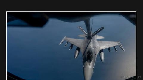 U.S. Central Command, CENTCOM, releases an image of aerial refueling of an F-16 fighter