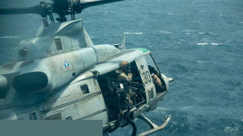 A multi-purpose UH-1Y Venom helicopter takes off from the flight deck of the amphibious assault ship USS Boxer (LHD-4)…